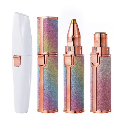2 in 1 Rechargeable Epilator Electric Eyebrow Trimmer Female Body Facial Lipstick Shape Hair Removal Mini Painless Razor Shaver