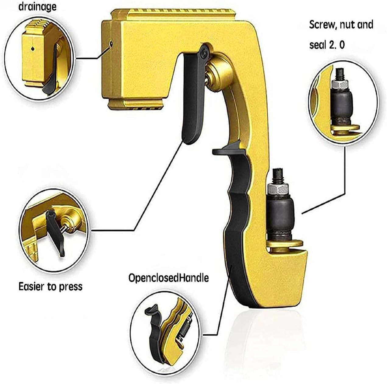 Champagne Gun for Parties - Lightweight Plastic Sprayer with Adjustable Rubber Plug, Portable &Safe Beer Shooter for Birthdays, Weddings, Easy Clean & Reusable(Gold)
