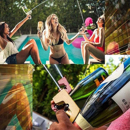 Champagne Gun for Parties - Lightweight Plastic Sprayer with Adjustable Rubber Plug, Portable &Safe Beer Shooter for Birthdays, Weddings, Easy Clean & Reusable(Gold)