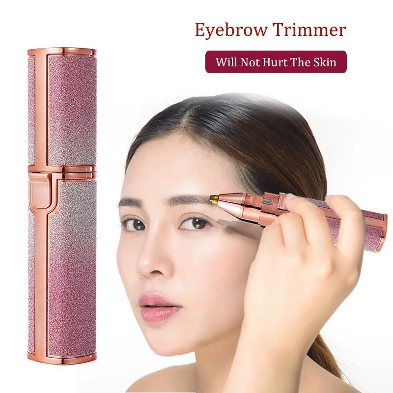 2 in 1 Rechargeable Epilator Electric Eyebrow Trimmer Female Body Facial Lipstick Shape Hair Removal Mini Painless Razor Shaver