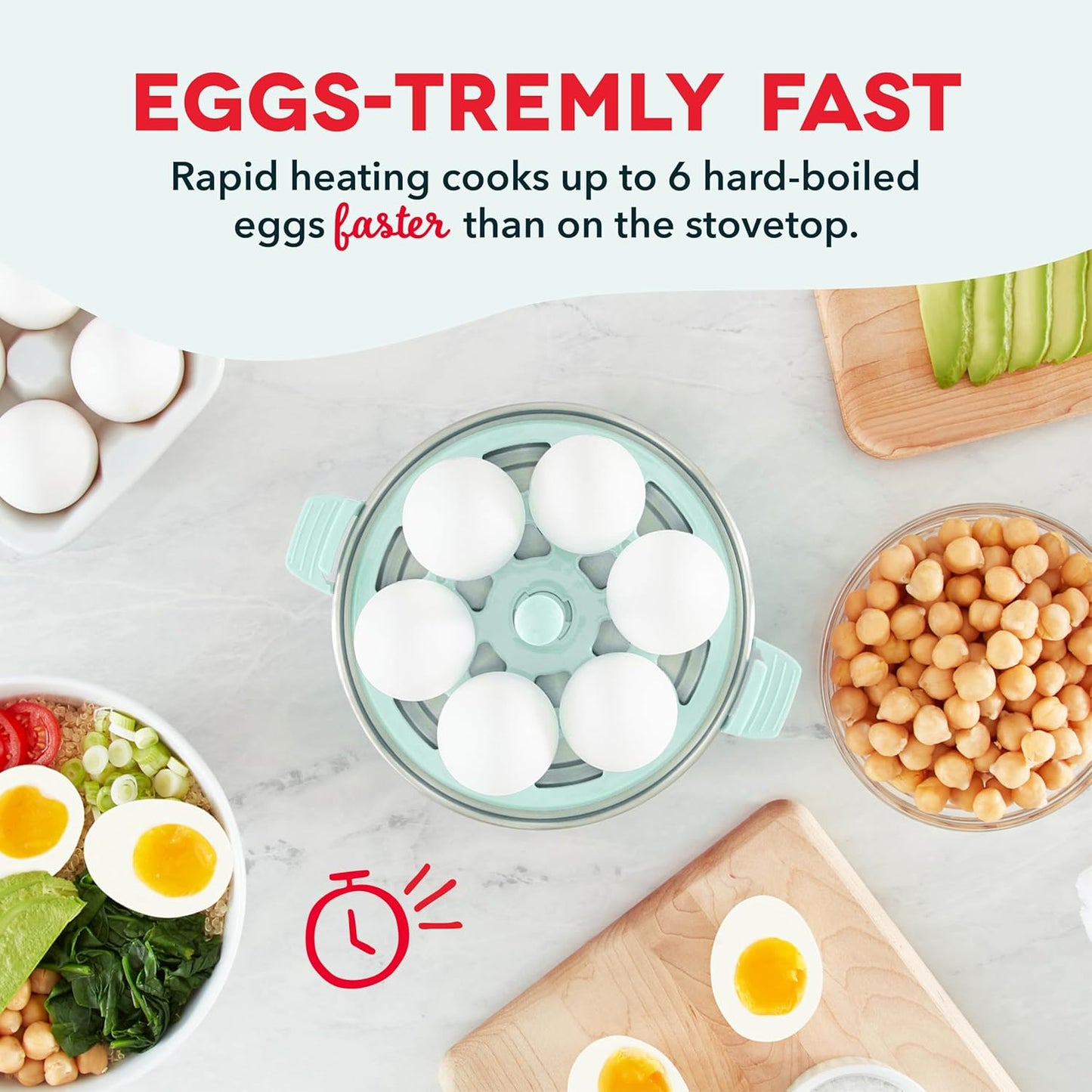 Rapid Egg Cooker - Boiler, Poacher & Steamer - Includes Measuring & Recipe Guide - Dishwasher Safe - Holds 7 Eggs, Aqua