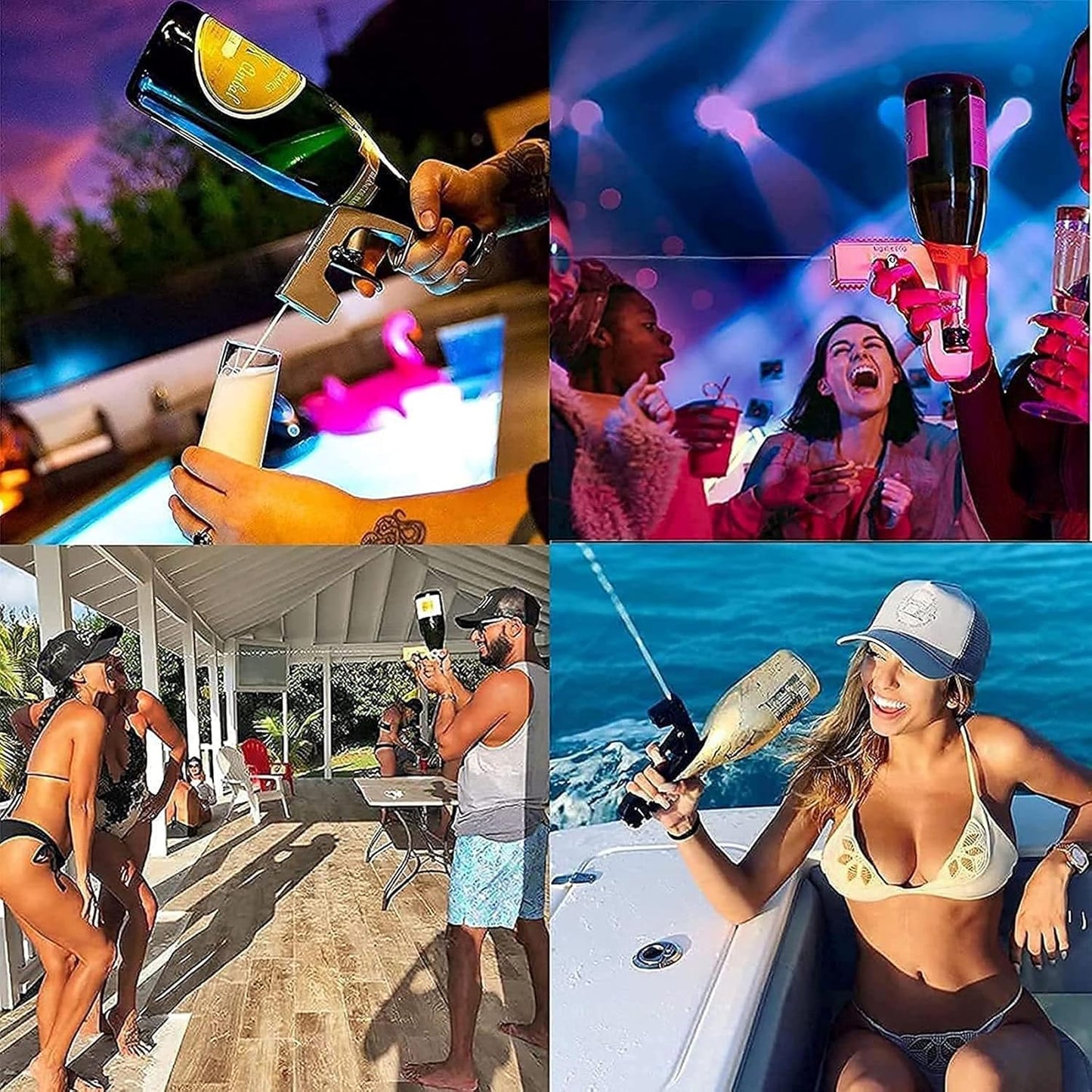 Champagne Gun for Parties - Lightweight Plastic Sprayer with Adjustable Rubber Plug, Portable &Safe Beer Shooter for Birthdays, Weddings, Easy Clean & Reusable(Gold)