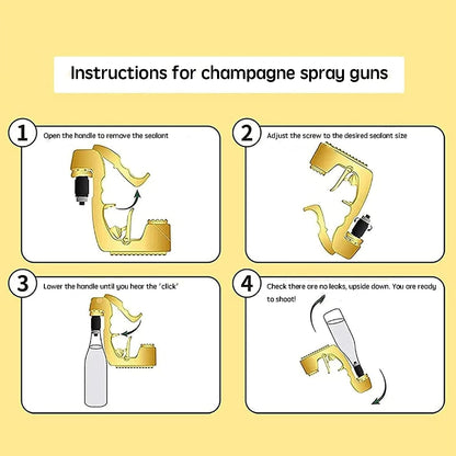 Champagne Gun for Parties - Lightweight Plastic Sprayer with Adjustable Rubber Plug, Portable &Safe Beer Shooter for Birthdays, Weddings, Easy Clean & Reusable(Gold)